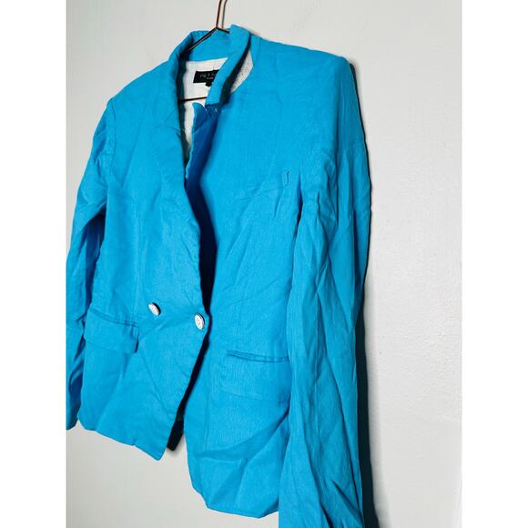 RAG & BONE Blue Linen Front Button Closure Fletcher Linen Blazer Coat Size 10 - Picture 5 of 16
